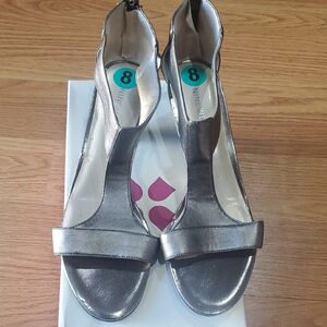 Nine West Metallic Silver Heels
